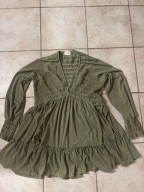 Peach Love California Dress, olive green, size large